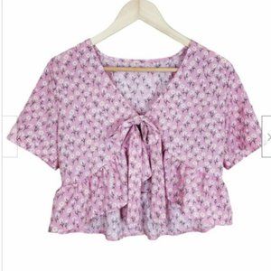 Like NEW! Shein Floral Tie Front Blouse
